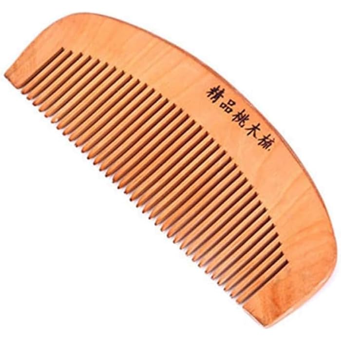 Wooden Comb, 1Piece Fine Teeth, Anti-static Natural Peach Wooden Comb for Hair, Beard, Pet Hair Finishing (Brown) - Image 3